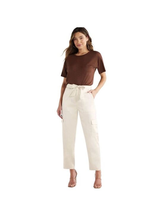 Sofia Jeans Pants - Sofia Jeans Women's Tapered High Rise Satin Cargo Pants, 27" Inseam, Size 16
